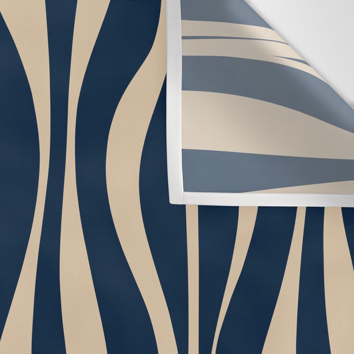 Mid Century Modern Hourglass Abstract Pattern in Navy Blue and Beige Wall Tapestry Gallery Image 3