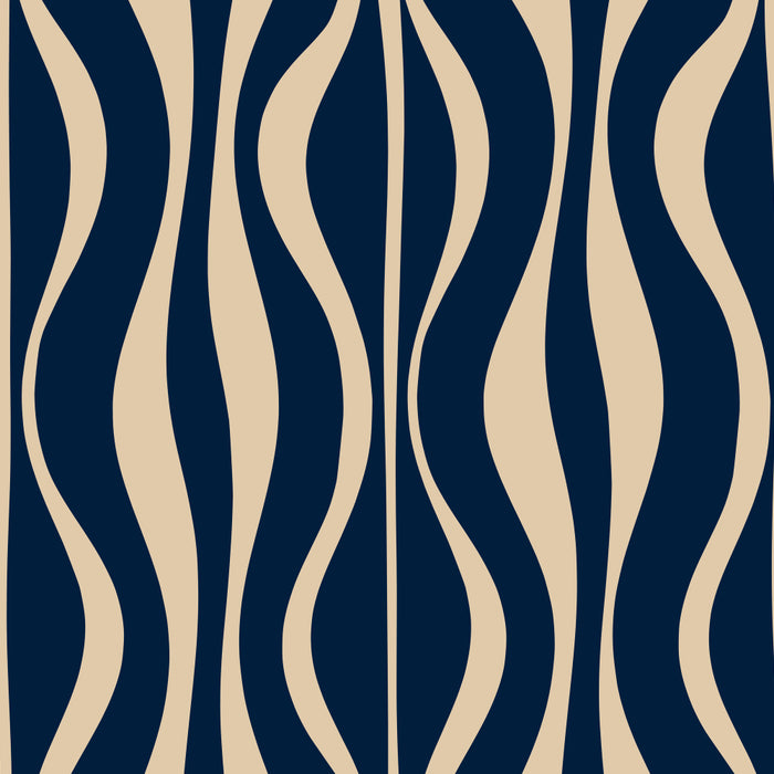Mid Century Modern Hourglass Abstract Pattern in Navy Blue and Beige Coffee Mug Gallery Image 2