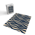 Mid Century Modern Hourglass Abstract Pattern in Navy Blue and Beige Jigsaw Puzzle Gallery Image 2