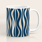 Mid Century Modern Hourglass Abstract Pattern in Navy Blue and Beige Coffee Mug Gallery Image 1