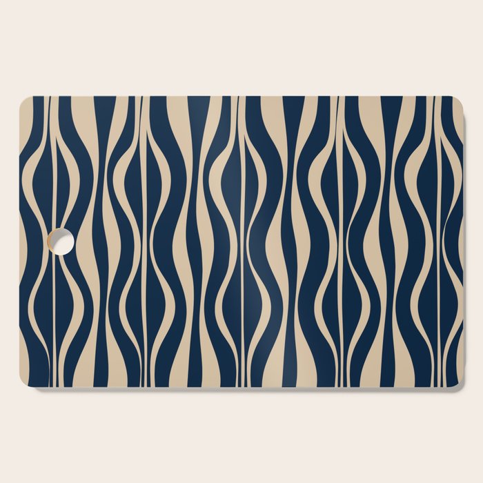 Mid Century Modern Hourglass Abstract Pattern in Navy Blue and Beige Cutting Board Gallery Image 1