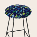 Watercolor Dinosaur Blue Green Dino Pattern Stool Gallery Image 2