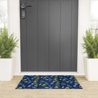 Watercolor Dinosaur Blue Green Dino Pattern Welcome Mat Gallery Image 3