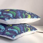 Watercolor Dinosaur Blue Green Dino Pattern Pillow Sham Gallery Image 3