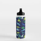 Watercolor Dinosaur Blue Green Dino Pattern Water Bottle Gallery Image 3