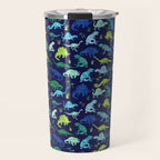 Watercolor Dinosaur Blue Green Dino Pattern Travel Mug Gallery Image 1