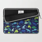 Watercolor Dinosaur Blue Green Dino Pattern Laptop Sleeve Gallery Image 2