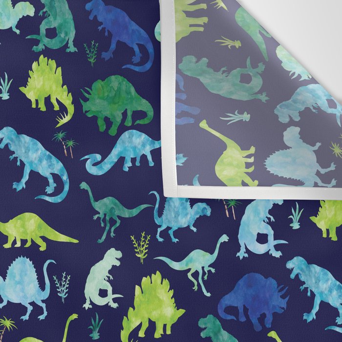 Watercolor Dinosaur Blue Green Dino Pattern Wall Tapestry Gallery Image 3