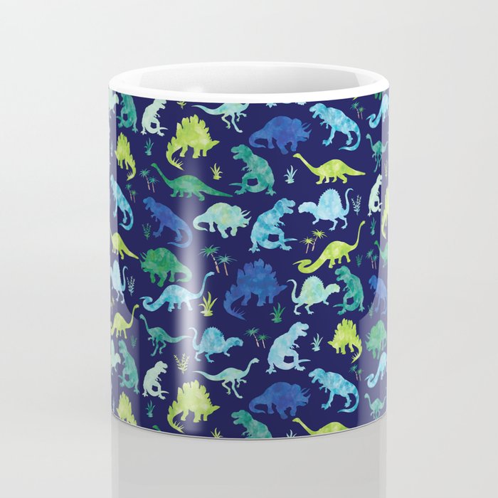 Watercolor Dinosaur Blue Green Dino Pattern Coffee Mug Gallery Image 4