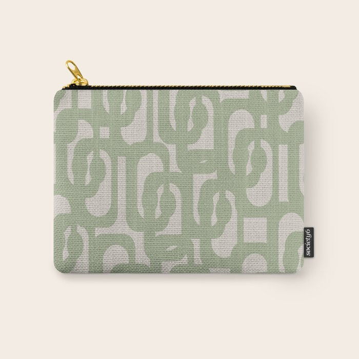 Sage Green Mid Century Modern Loop Abstract Neutral Pattern Carry All Pouch Gallery Image 1