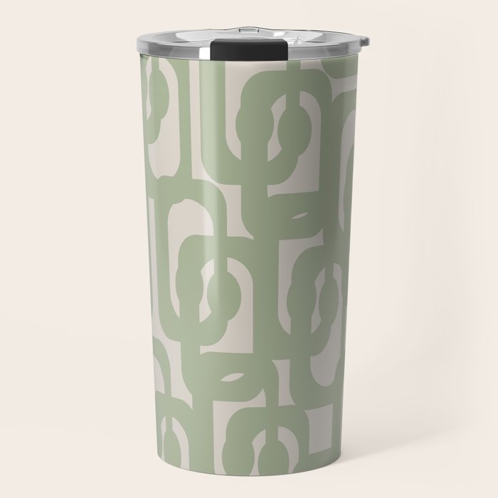 Sage Green Mid Century Modern Loop Abstract Neutral Pattern Travel Mug Gallery Image 1