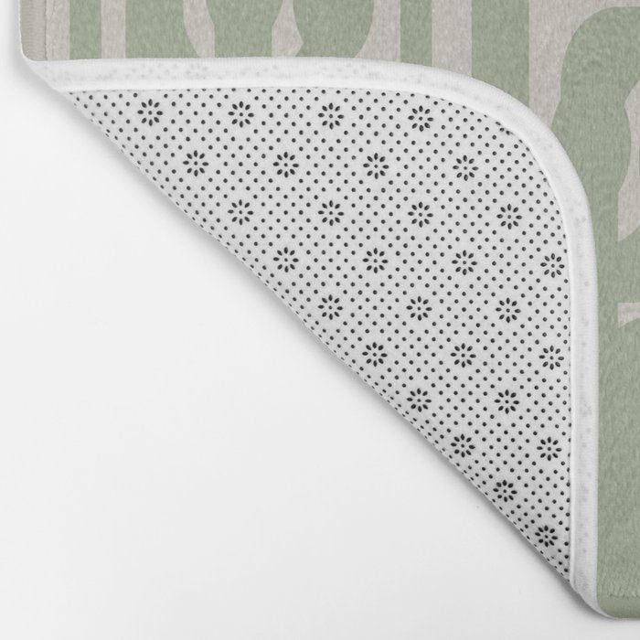 Sage Green Mid Century Modern Loop Abstract Neutral Pattern Bath Mat Gallery Image 2
