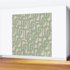 Sage Green Mid Century Modern Loop Abstract Neutral Pattern Wall Mural Gallery Image 2