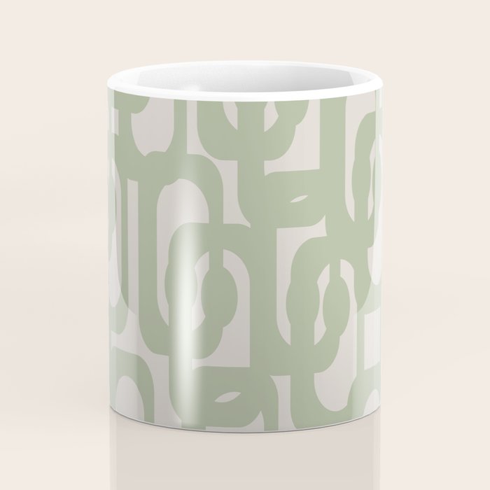 Sage Green Mid Century Modern Loop Abstract Neutral Pattern Coffee Mug Gallery Image 4