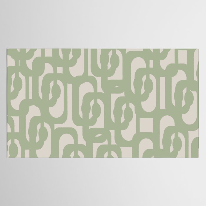 Sage Green Mid Century Modern Loop Abstract Neutral Pattern Tablecloth Gallery Image 2