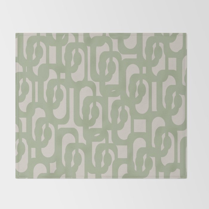 Sage Green Mid Century Modern Loop Abstract Neutral Pattern Throw Blanket Gallery Image 2