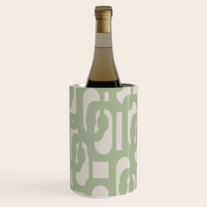 Sage Green Mid Century Modern Loop Abstract Neutral Pattern Wine Chiller Gallery Image 3