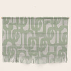 Sage Green Mid Century Modern Loop Abstract Neutral Pattern Wall Hanging Gallery Image 1