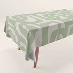 Sage Green Mid Century Modern Loop Abstract Neutral Pattern Tablecloth Gallery Image 1