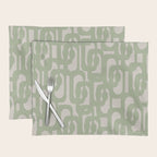 Sage Green Mid Century Modern Loop Abstract Neutral Pattern Placemat Gallery Image 1