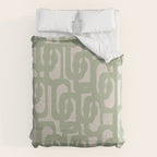 Sage Green Mid Century Modern Loop Abstract Neutral Pattern Duvet Cover Gallery Image 6