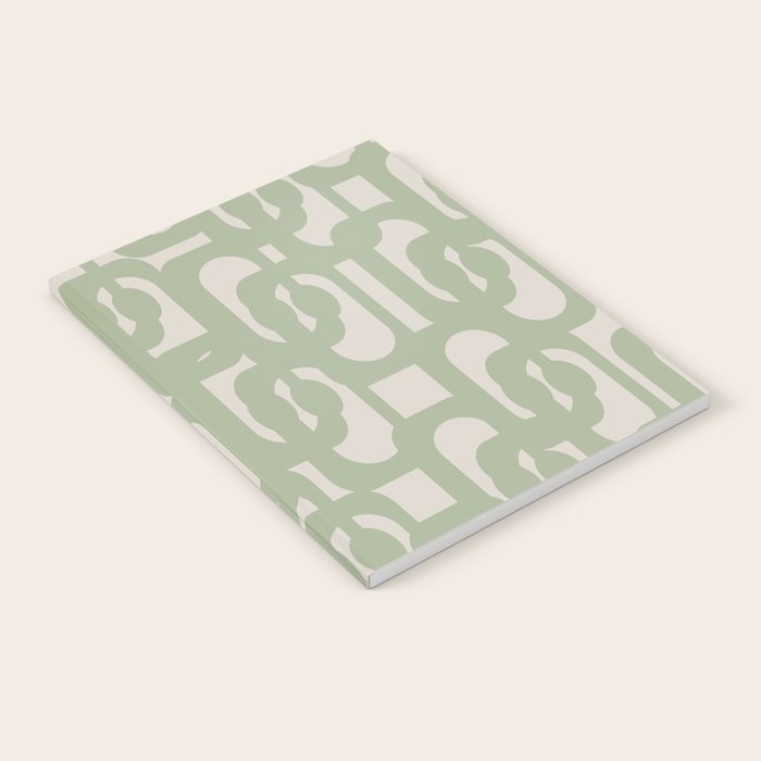 Sage Green Mid Century Modern Loop Abstract Neutral Pattern Notebook Gallery Image 1