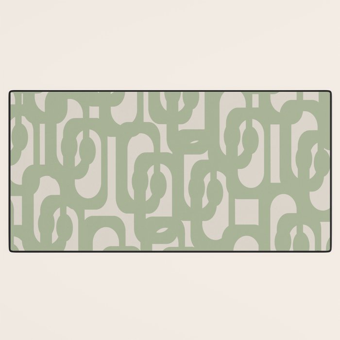 Sage Green Mid Century Modern Loop Abstract Neutral Pattern Desk Mat Gallery Image 3