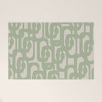Sage Green Mid Century Modern Loop Abstract Neutral Pattern Welcome Mat Gallery Image 1