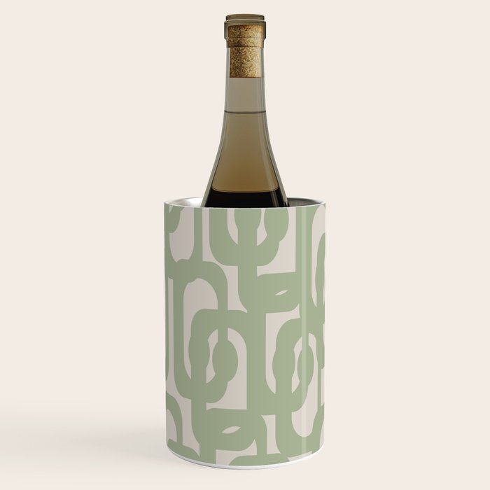 Sage Green Mid Century Modern Loop Abstract Neutral Pattern Wine Chiller Gallery Image 1