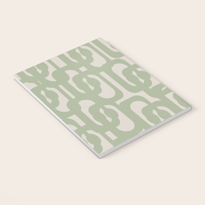 Sage Green Mid Century Modern Loop Abstract Neutral Pattern Notebook Gallery Image 3