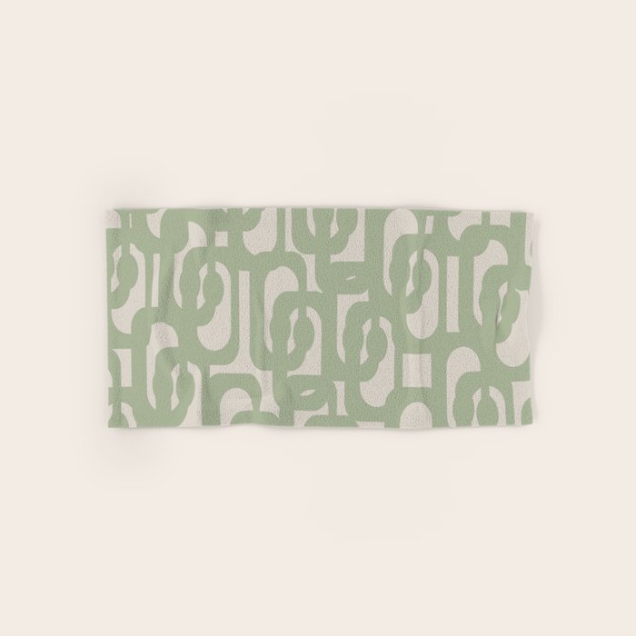 Sage Green Mid Century Modern Loop Abstract Neutral Pattern Bath Towel Gallery Image 1