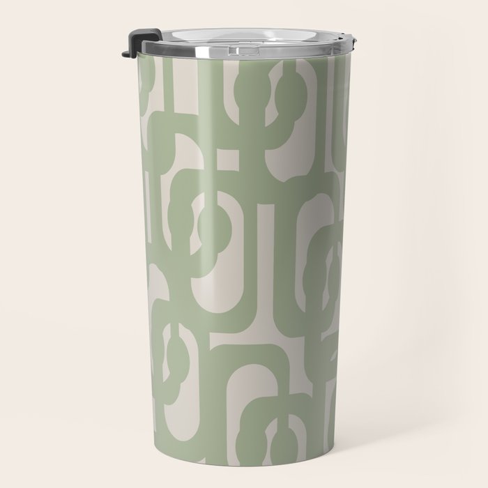 Sage Green Mid Century Modern Loop Abstract Neutral Pattern Travel Mug Gallery Image 3
