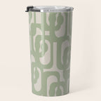 Sage Green Mid Century Modern Loop Abstract Neutral Pattern Travel Mug Gallery Image 3