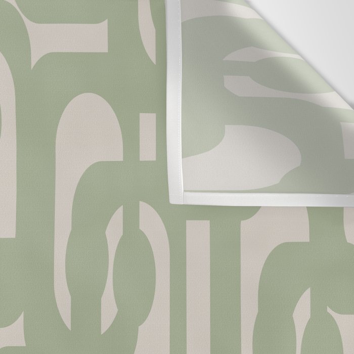 Sage Green Mid Century Modern Loop Abstract Neutral Pattern Wall Tapestry Gallery Image 3