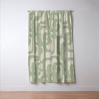 Sage Green Mid Century Modern Loop Abstract Neutral Pattern Window Curtain Gallery Image 3