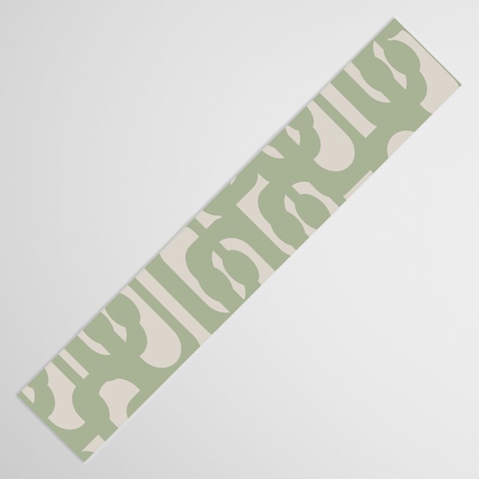 Sage Green Mid Century Modern Loop Abstract Neutral Pattern Table Runner Gallery Image 3