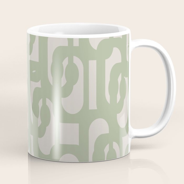 Sage Green Mid Century Modern Loop Abstract Neutral Pattern Coffee Mug Gallery Image 1