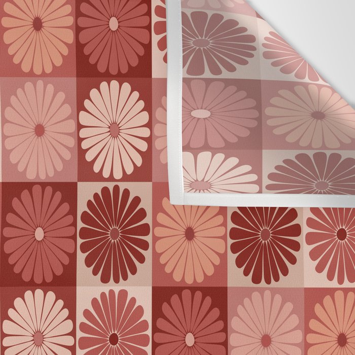Retro Flowers Check Pattern XI Wall Tapestry Gallery Image 3