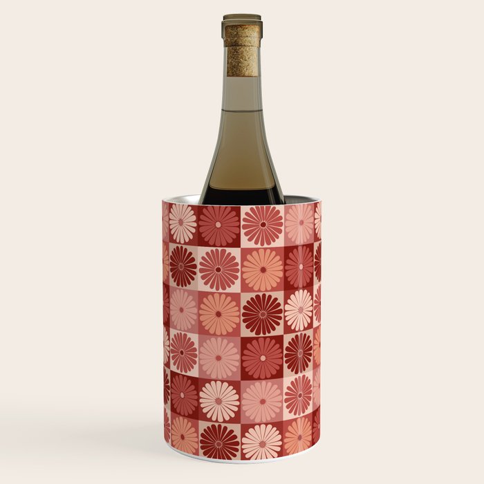 Retro Flowers Check Pattern XI Wine Chiller Gallery Image 1