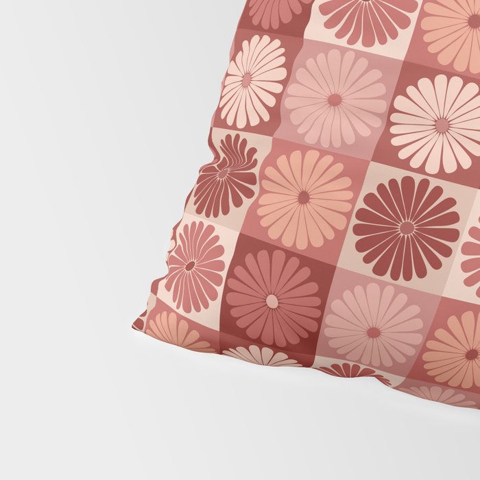 Retro Flowers Check Pattern XI Pillow Sham Gallery Image 4