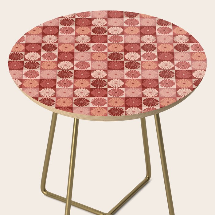 Retro Flowers Check Pattern XI Side Table Gallery Image 2