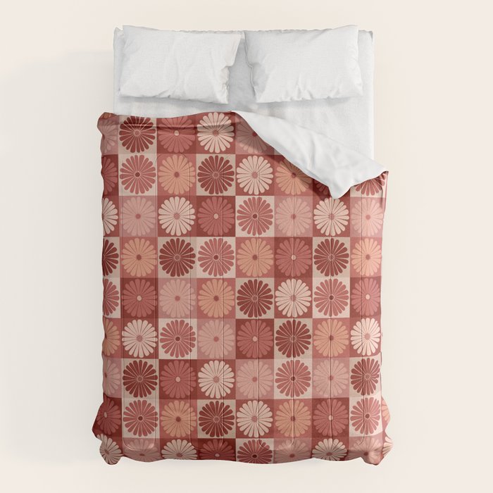 Retro Flowers Check Pattern XI Comforter Gallery Image 6