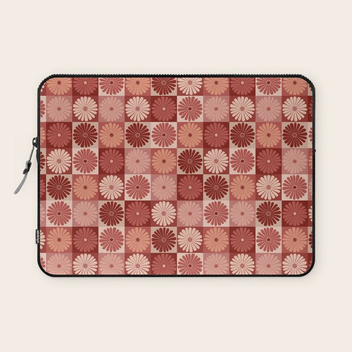 Retro Flowers Check Pattern XI Laptop Sleeve Gallery Image 1