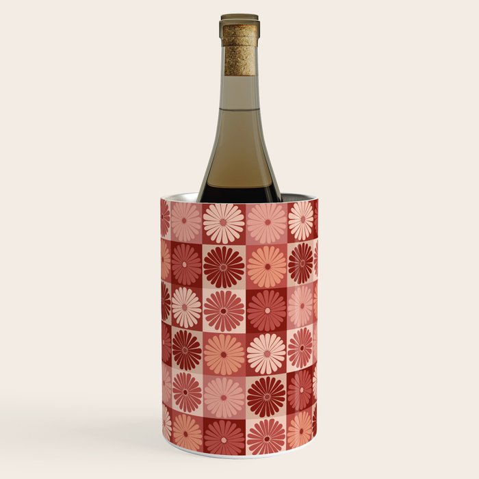 Retro Flowers Check Pattern XI Wine Chiller Gallery Image 3