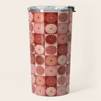 Retro Flowers Check Pattern XI Travel Mug Gallery Image 2