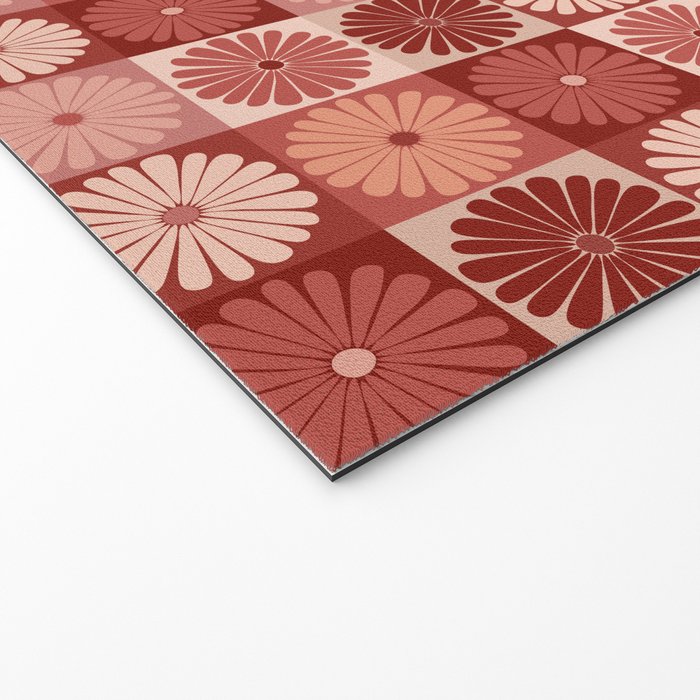 Retro Flowers Check Pattern XI Welcome Mat Gallery Image 2