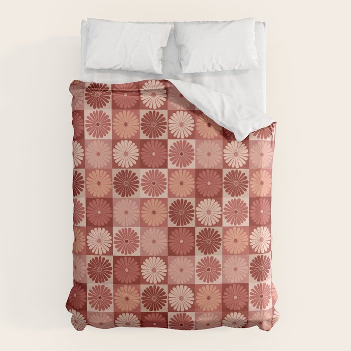Retro Flowers Check Pattern XI Duvet Cover Gallery Image 6