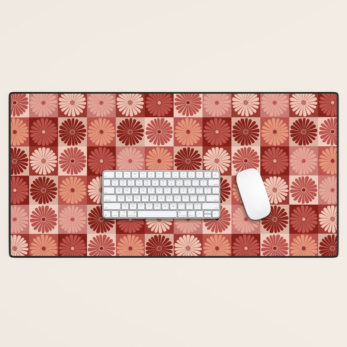 Retro Flowers Check Pattern XI Desk Mat Gallery Image 1