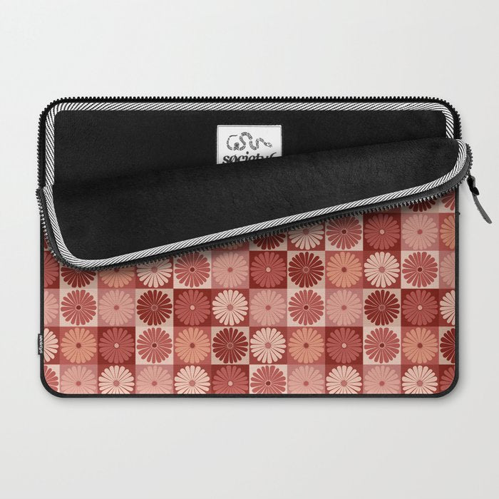 Retro Flowers Check Pattern XI Laptop Sleeve Gallery Image 2