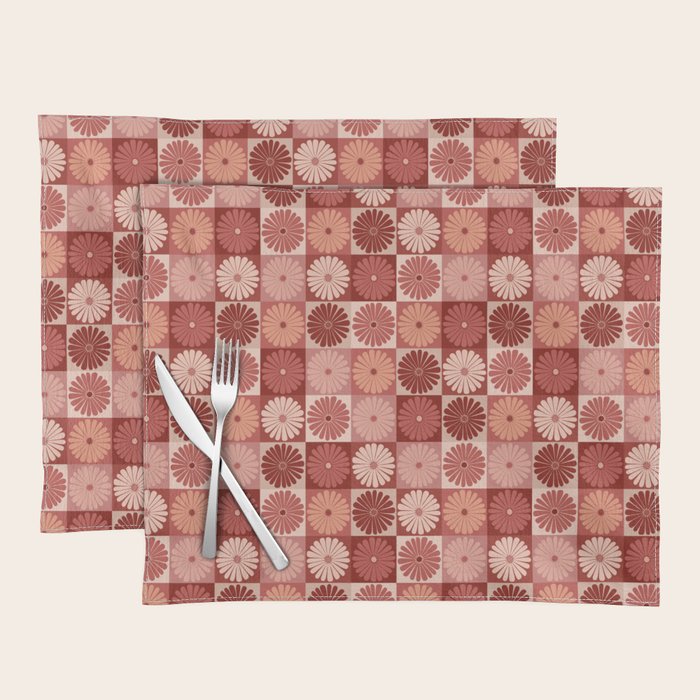 Retro Flowers Check Pattern XI Placemat Gallery Image 1